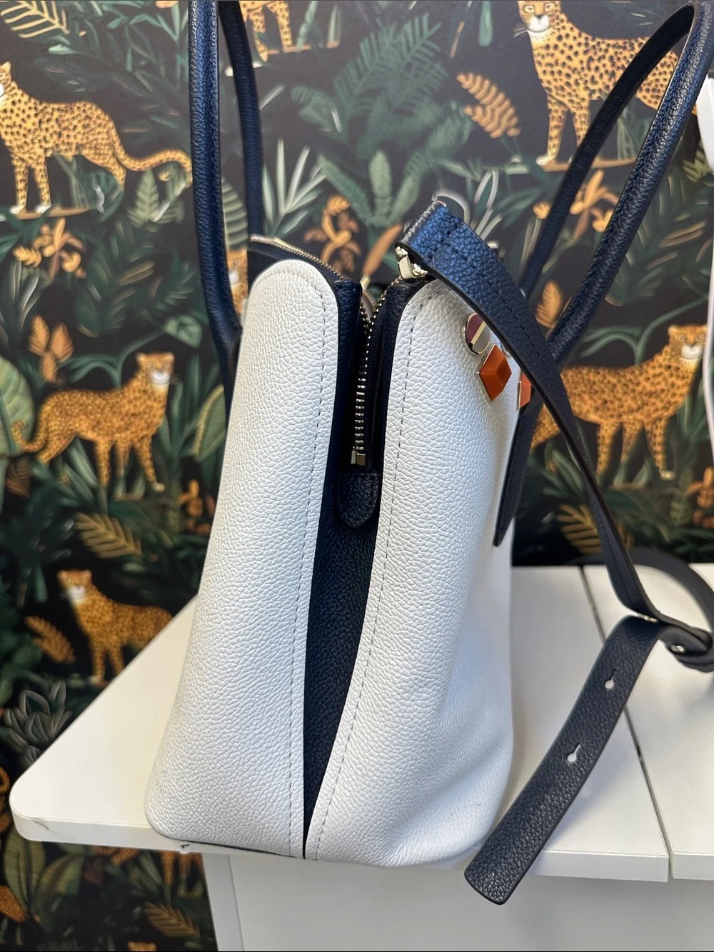 Kate Spade white leather bag with embellishments